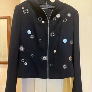 Cache/Alberto Makali Black Blazer with Silver Accents 12,opt. matching skirt (8)